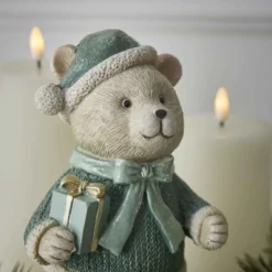 Weihnachtsteddy, Geschenk/grün, 23 cm