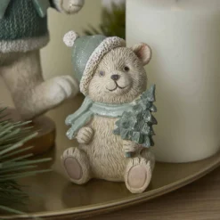 Weihnachtsteddy, sitzend/grün, 10 cm