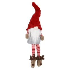 Wichtel-Figur mit Hausschuhen, rot, 60 cm
