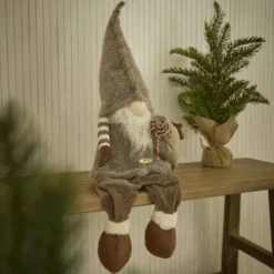 Wichtel-Figur mit Sack, braun, 58 cm