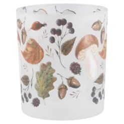 Windlicht Blätter/Pilze, braun/grün, 8 cm