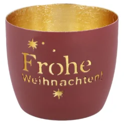Windlicht Spruch/Xmas, Frohe Weihnachten/rot, 10 x 8.5 cm