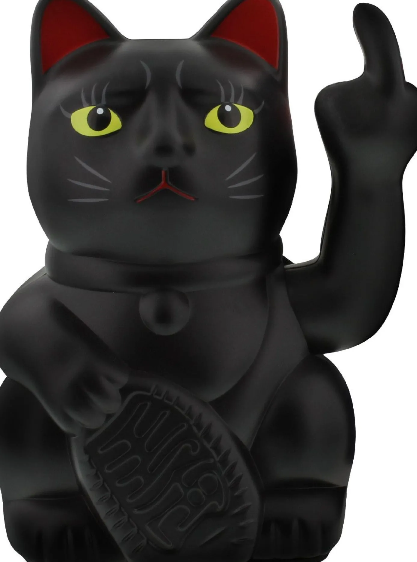 Winkekatze Stinkefinger, schwarz, 15 cm